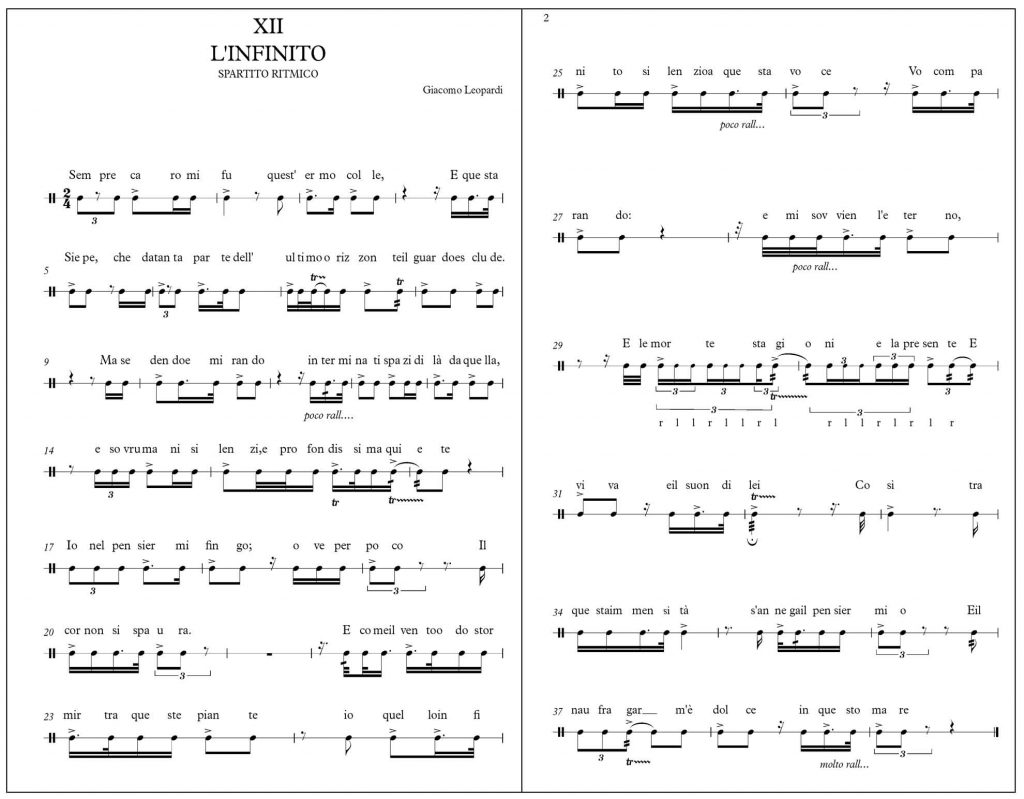 spartito musicale de l'infinito di giacomo leopardi