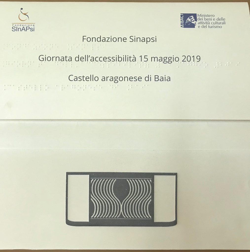 Brochure Castello di Baia in nero, in p.i.a.f. e in Braille