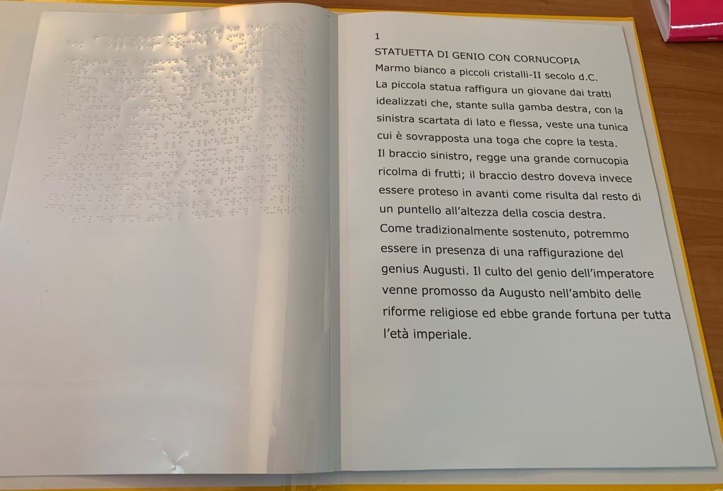 Interno del ibro Castello di Baia in nero, in p.i.a.f. e in Braille