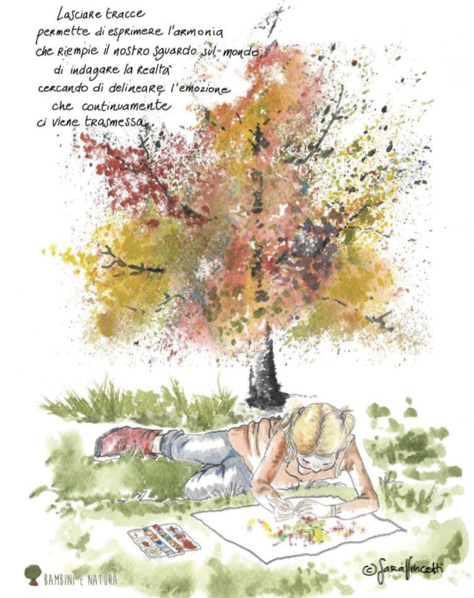 Illustrazione e testo di Sara Vincetti, Fuori, a cura di Monica Guerra, ed. Franco Angeli