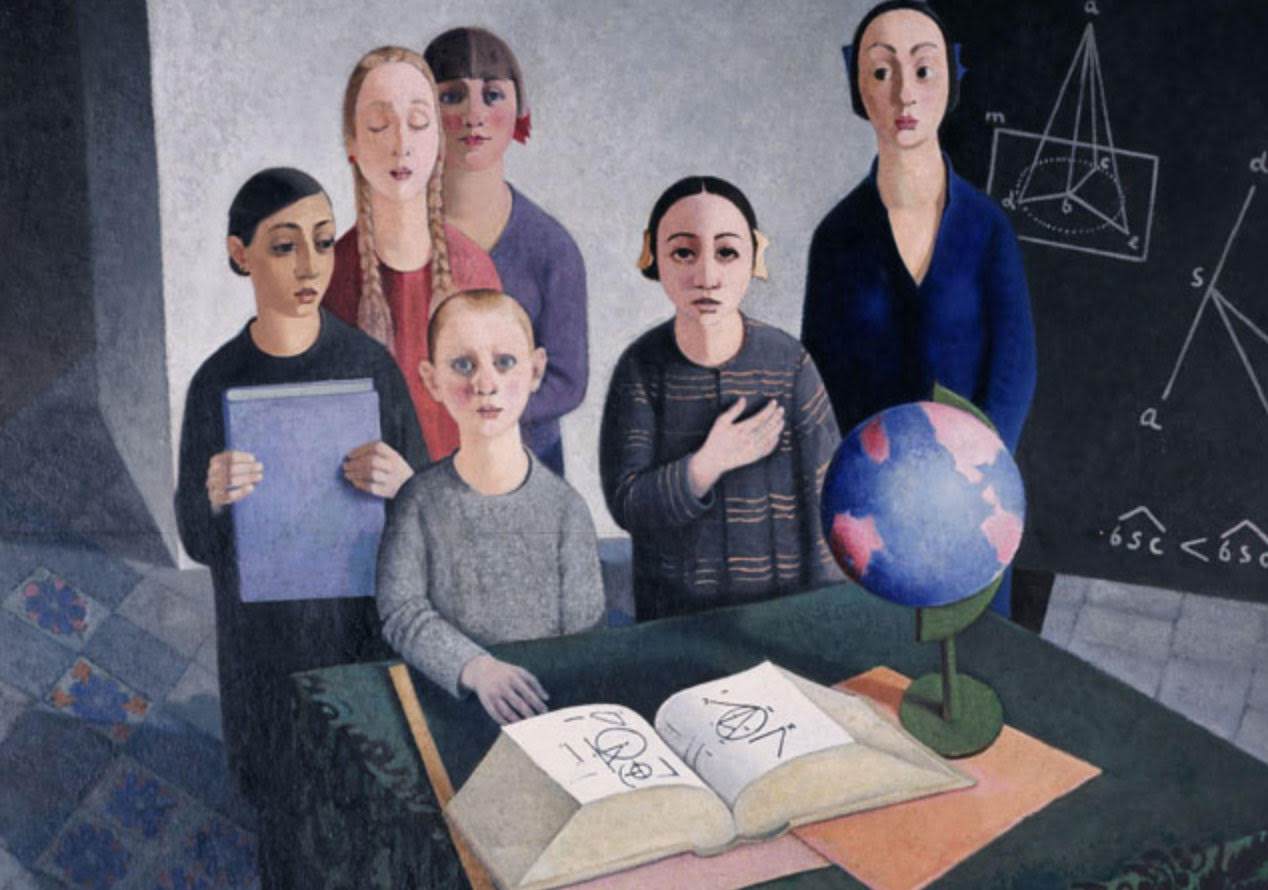 Nel dipinto di Felice Casolari: Gli scolari – 1927-1928 è rappresentato un gruppo di scolari in una classe. Si intravedono un mappamondo, una lavagna e un libro di geometria.