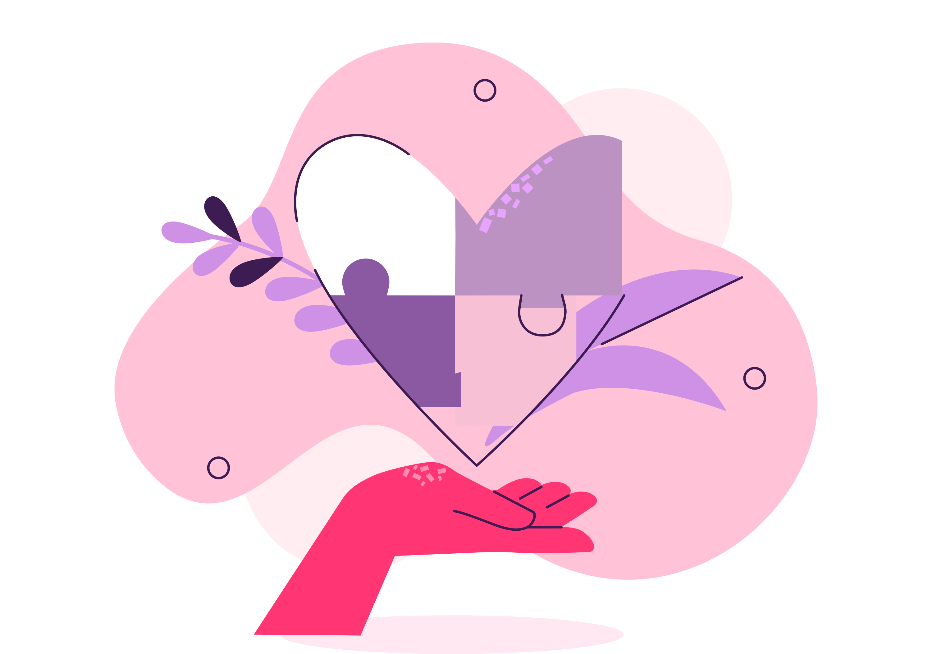 Illustrazione di un cuore sospeso su un palmo aperto