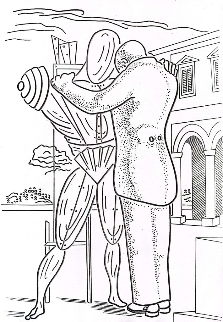 Il disegno in rilievo dell'opera di Giorgio De Chirico "Il figliol prodigo" esposta al Museo del 900 di Milano
