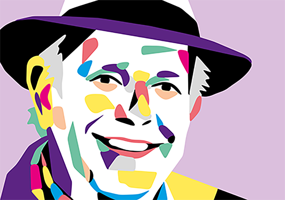 Illustrazione del primo piano di Dario Fo, Bruna pallante studio motive