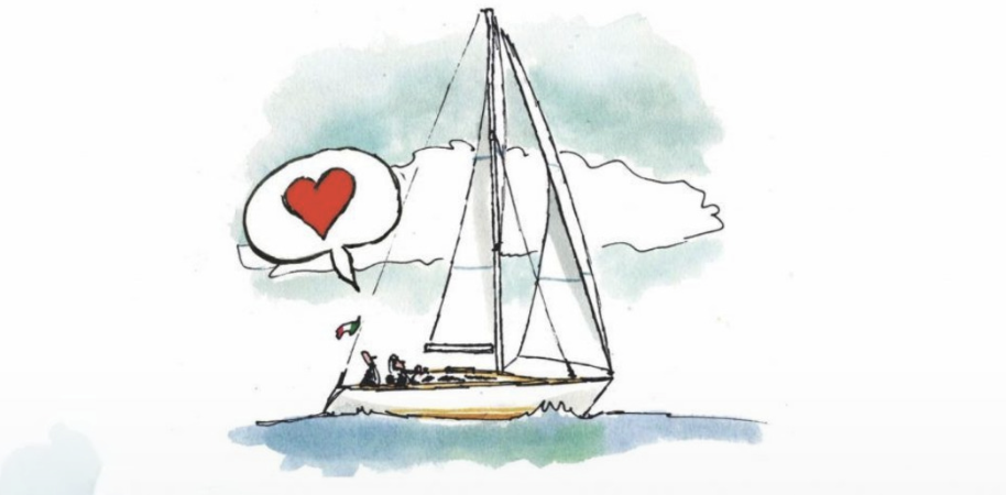 Disegno di barca a vela con cuore